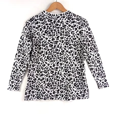 Loft Pullover Top Shirt Women's Size MP Black White Animal Print Mock Neck Glam