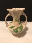 Hull Art Vase H-2-5 1/2” Pink Floral . Double Handle. Gloss Finish.