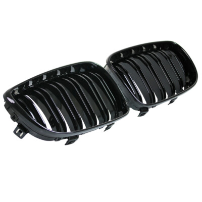 Haoyijiahui E81 Nieren Schwarz Front Nieren Kühlergrill Gitter Passend Für BMW 1er E81 E82 E87 E88 Doppelsteg Grill Glanz Schwarz Links Rechts (For 1er E81 2008-2011