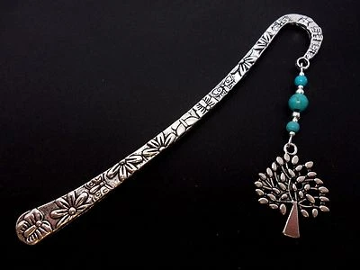 ROSIES JEWELLERY A TIBETAN SILVER TREE OF LIFE CHARM & TURQUOISE BEAD BOOKMARK. NEW.