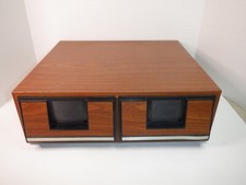 Vintage Faux Wood - 24 VHS Video Cassette Tape Holder 2 Drawer Storage Case