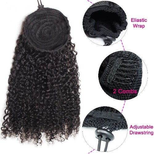 Curly Clip Ponytail Human Hair 100/160gram Brazilian Curly Drawstring Ponytail - Picture 3 of 12