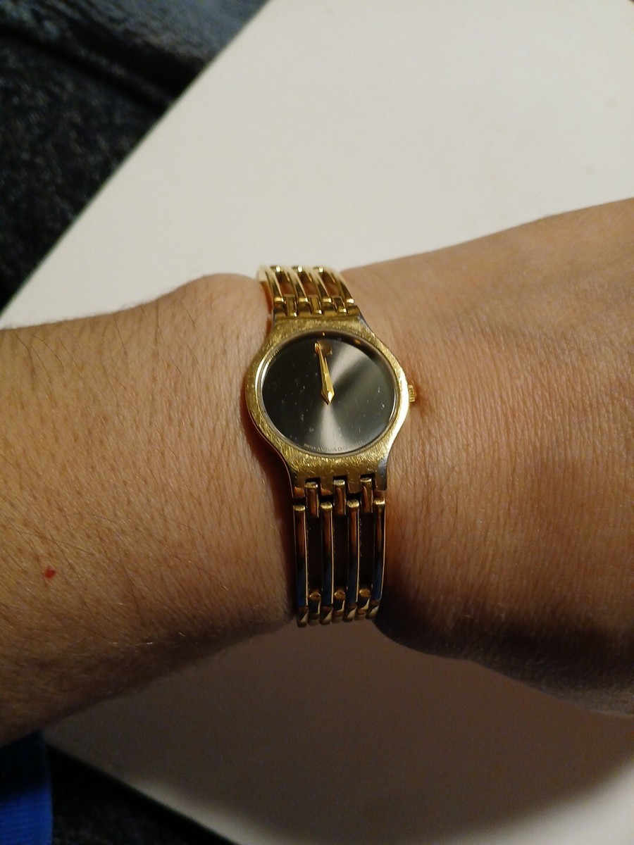 Movado Esperanza Black Museum Gold Tone Stainless Steel Swiss