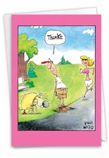 1 Funny Thank You Greeting Card - Thanks Dog - Envelope Included, US-Made
