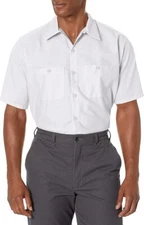 Red Kap Men's Industrial Work Shirt, Regular Fit, Short Sleeve, White