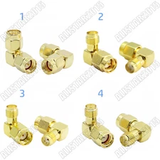 5/10pcs SMA RP-SMA to SMA RP-SMA Male Female Plug Jack Right Angle Adapter Gold