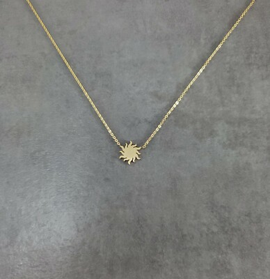 #ad Sun GOLD Plated Necklace Gift Box Shiny Charm Celestial Luck Wish Sky Astronomy $18.66