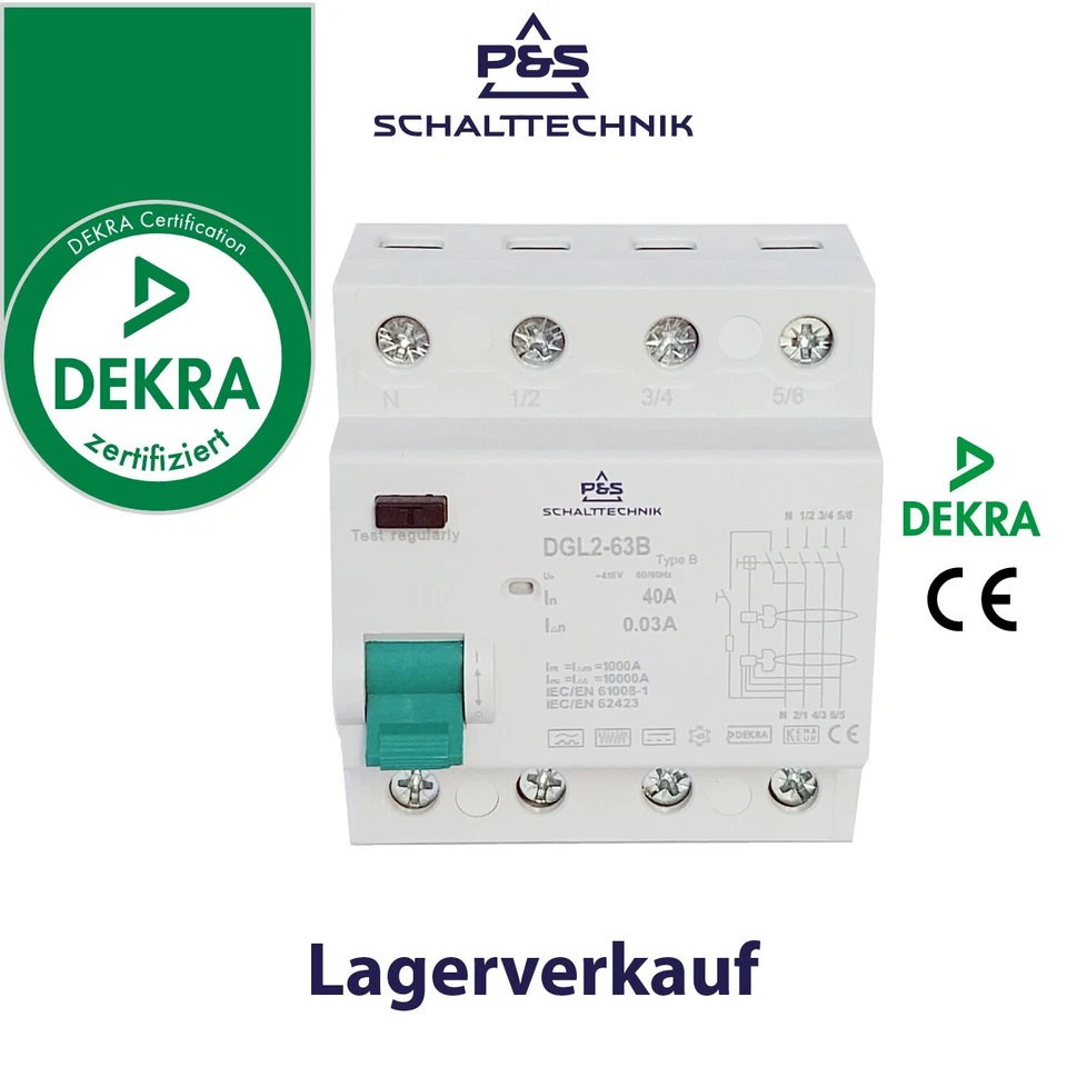 FI Typ B FI Fehlerstromschutzschalter RCD Typ B Allstromsensitiv 2P - 4P DEKRA - Bild 2 von 4