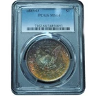 1885-O Morgan Dollar End Roll "Burning Eagle" Toned ! MS64 PCGS