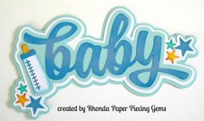 BABY BOY paper piecing title for Premade Scrapbook Pages album die cut by Rhonda