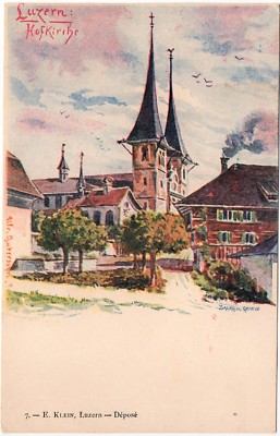 Ak Luzern, Hofkirche, Schweiz