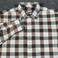 Johnnie-O Hangin Out Mens XL Green Plaid Long Sleeve Shirt Herring Havana