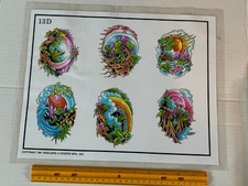 Vintage 1991 Spaulding Rogers Tattoo Flash Sheet D Series 13D