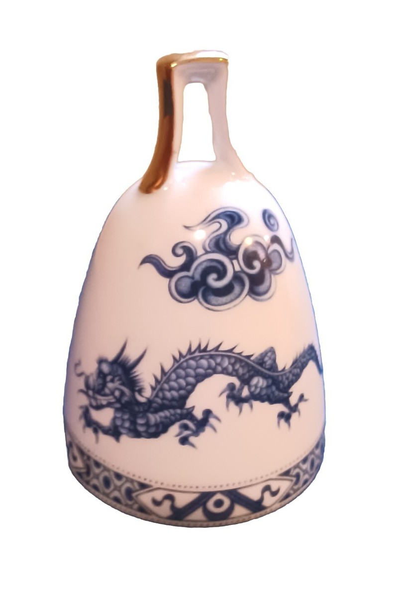 Japanese porcelain bell blue and white dragon patern | eBay