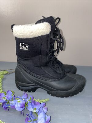 Sorel Women's Cumberland Black Waterproof Snow Boots Faux Fur
