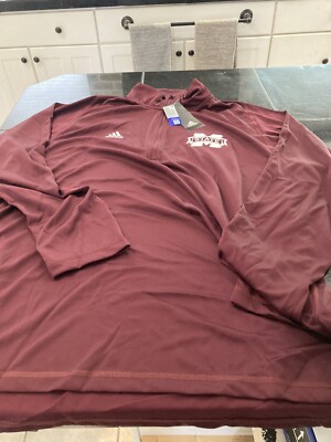 MENS Adidas MISSISSIPPI STATE BULLDOGS 1/4 Zip XL EXTRA LARGE MAROON ...
