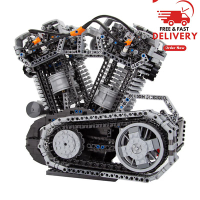 V-Twin OHV 8-Valve Four-Stroke Harley Davidson MOC Motor Engine QUALITY 1653 PCS