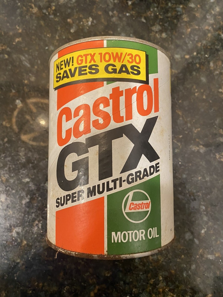 Vintage Castrol GTX 10W/30 Super Multi Grade Motor Oil 1 Quart Can