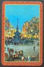 Picadilly Circus Night View Vintage Single Swap Playing Card Queen Spades
