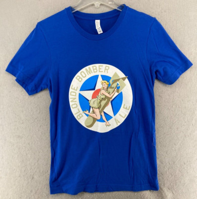 Props Craft Brewery Womens TShirt Small Blue Blonde Bomber Ale Pinup Florida