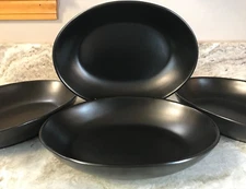 Dusk Oval Dinner Pasta Bowls Pretty Matte Black Over And Back Set Of 4 New