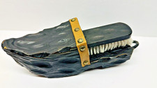 Vintage Lobeco Handcrafted Wall Hanging Wooden Shoe Brush Holder  Brush -Spain