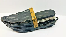 Vintage Lobeco Handcrafted Wall Hanging Wooden Shoe Brush Holder & Brush -Spain