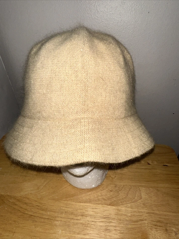 Sombrero de cubo Betmar New York rubor amarillo olefina angora mezcla de pelo de conejo retro Foto 3 de 4