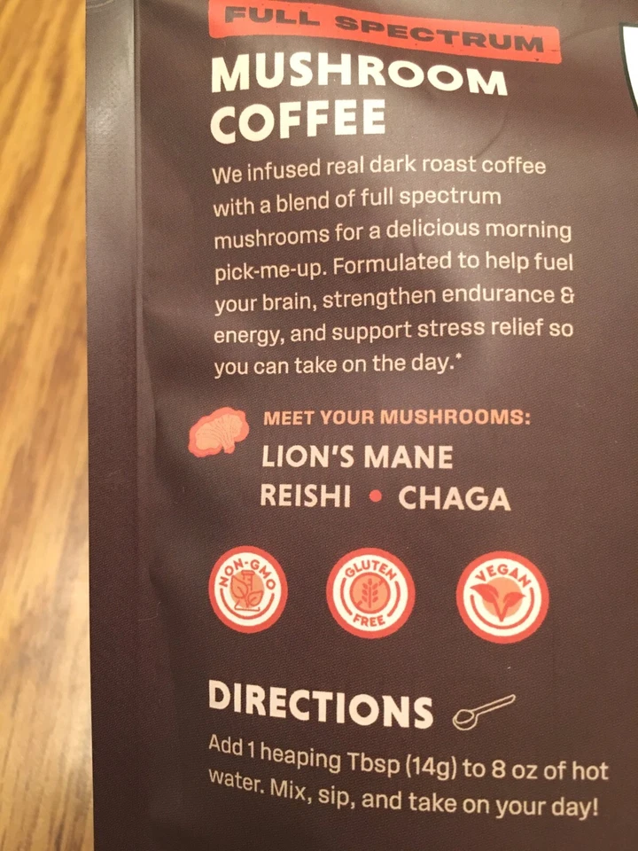 2件装-360营养全谱蘑菇咖啡-深烤5盎司每件 — 第 3/4 张图片