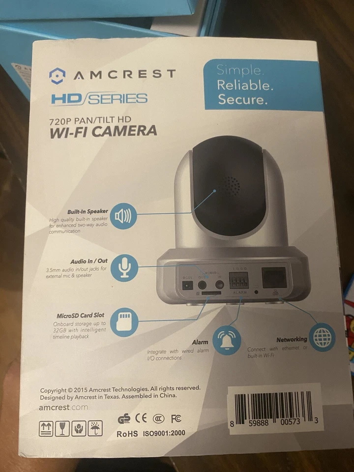 Amcrest Indoor Wireless HD 720p IP Camera IPM-721S Silver Tilt Pan Speaker New - Image 2 of 4