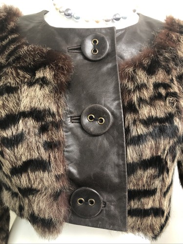 BEBE 100 Rabbit Fur 100 Leather Genuine 