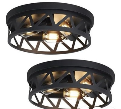 DPXEKQ 13 inch Black Flush Mount Ceiling Lights, 3-Light Fixtures