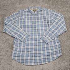 Eddie Bauer Classic Fit Men's Button Up Shirt Check Blue Tall 2X-Large