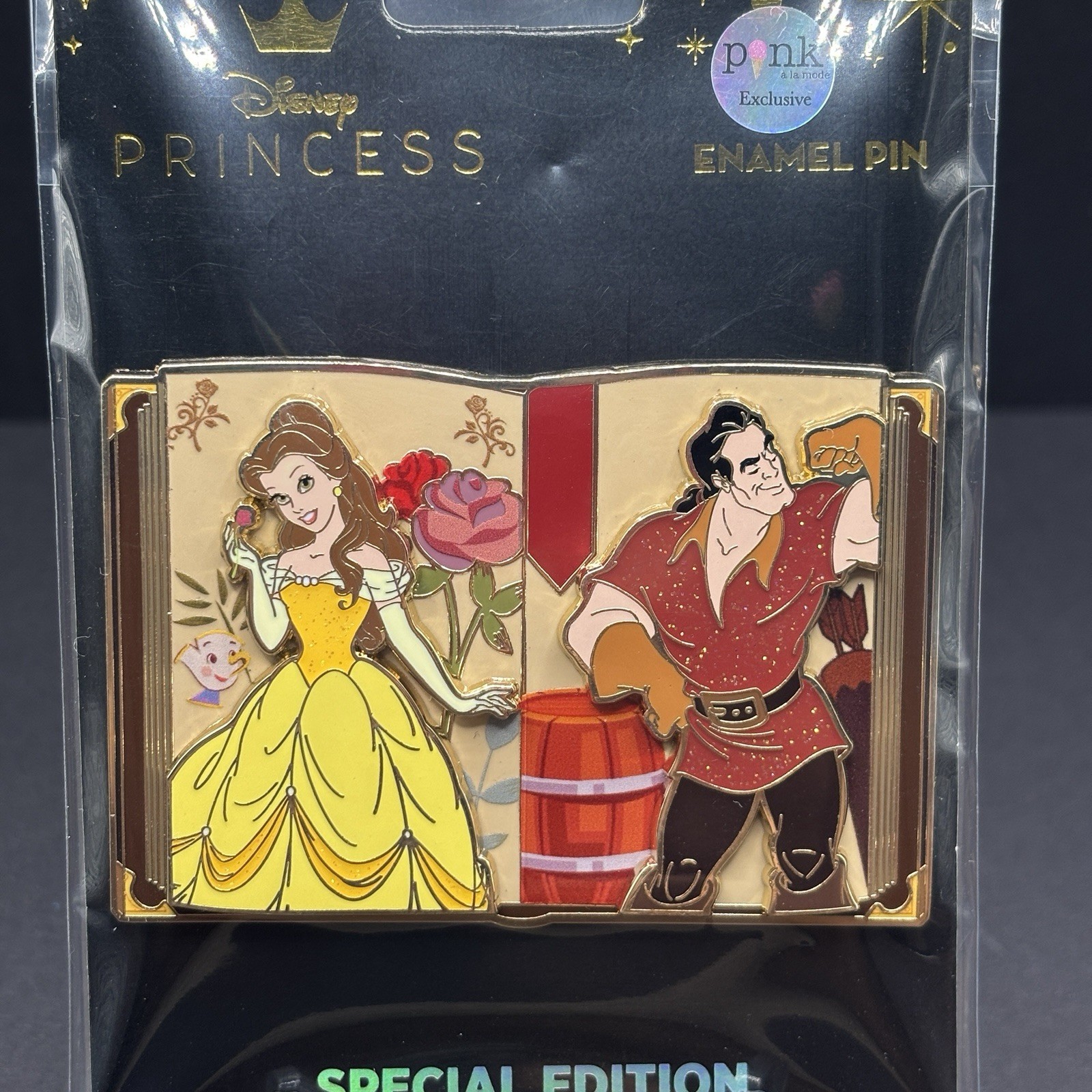Disney Storybook Beauty and the Beast Belle Gaston Book PALM Pink A La Mode Pin