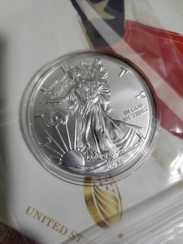 2016 W .999% Silver American Eagle Dollar Burnished Beauty Original Case, Coa.
