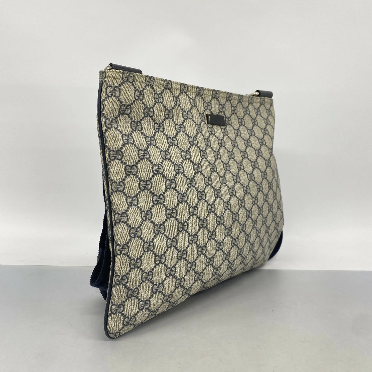 Gucci GG Supreme Shoulder Bag PVC Navy Silver Hardware thumbnail 2