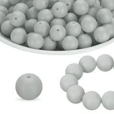 160Pcs Silicone Beads 12mm Round Rubber Focal Beads Bulk, Pale Gray