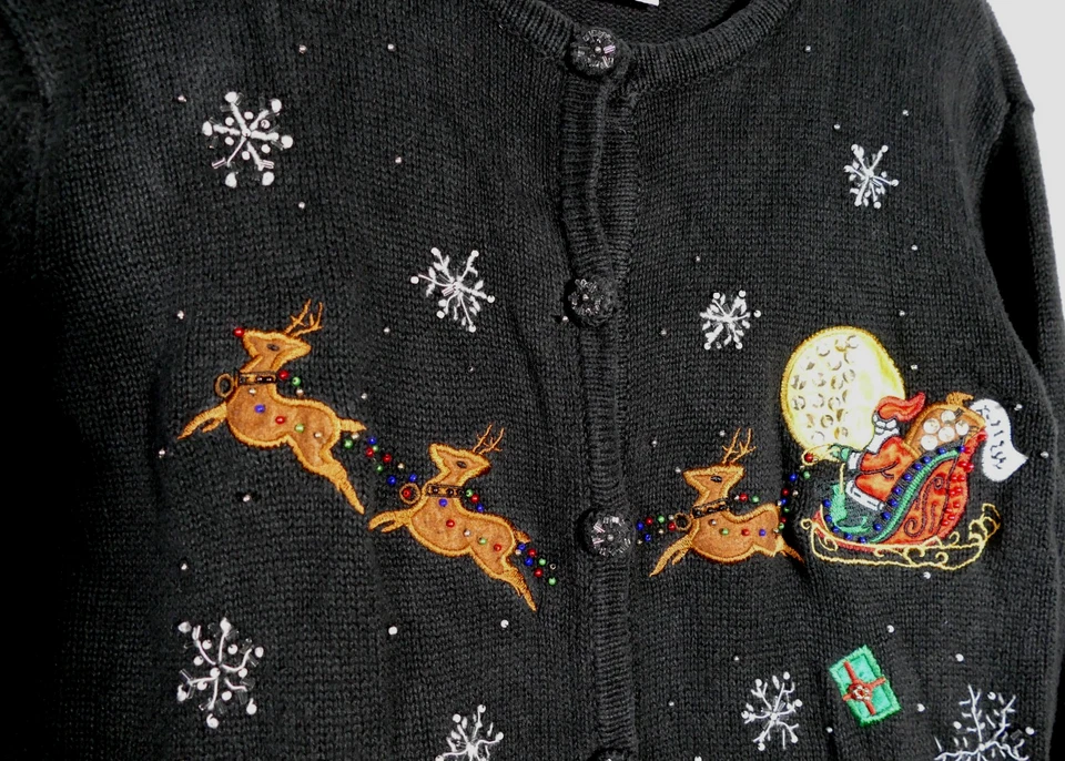 Cárdigan de Navidad con cuentas de colección Ediciones básicas para mujer talla XL abotonado vacaciones Foto 3 de 4