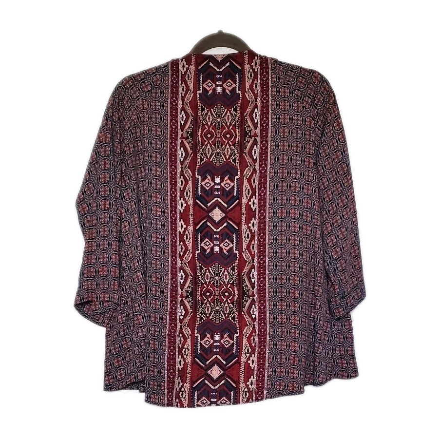 BOBEAU Medium Open Front Pattern Patchwork Cardig… - image 5