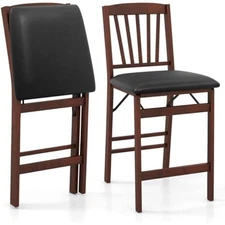 Folding bar stools set of 2, 24.5" counter height bar dining chairs wi