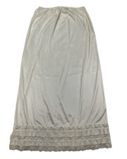 Vintage Lingerie Maxi Ivory Pull On Lace Trim Slit Large Romantic Half Slip
