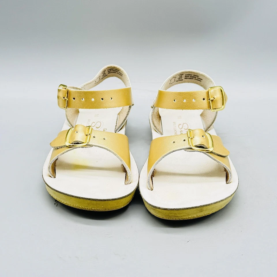 Sandalias Sun San Agua Salada Niños Niñas 10 Cuero Dorado Surfer Hebilla Correa Zapatos Foto 3 de 4