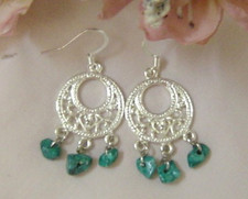 Turquoise Freeform Stones Candelier Dangle Earrings New Handcrafted
