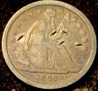 1840-P Seated Liberty Dime US 90% Silver Coin VG Minted, 377,000