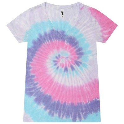 COLORTONE - Damen Batik V-Neck T-Shirt XS - 3XL Schlank & Modern