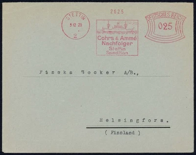 D. Reich Freistempel-Beleg STETTIN 1929 Cohrs + Amme Nachf. Spedition [227] - Bild 1 von 2