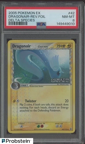 2005 Pokemon Ex Delta Species #42/113 Dragonair δ Reverse Holo Foil PSA 8 NM-MT