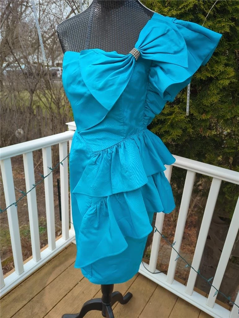 80s one shoulder dress 80s One Shoulder Origami Dress