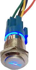 12v Car Auto Blue Led Light Momentary Speaker Horn Push Button Metal Toggle Swit