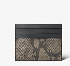 Michael Kors Men’s Cyrus Tall Card Case Snake Embossed Driftwood Nwts $78